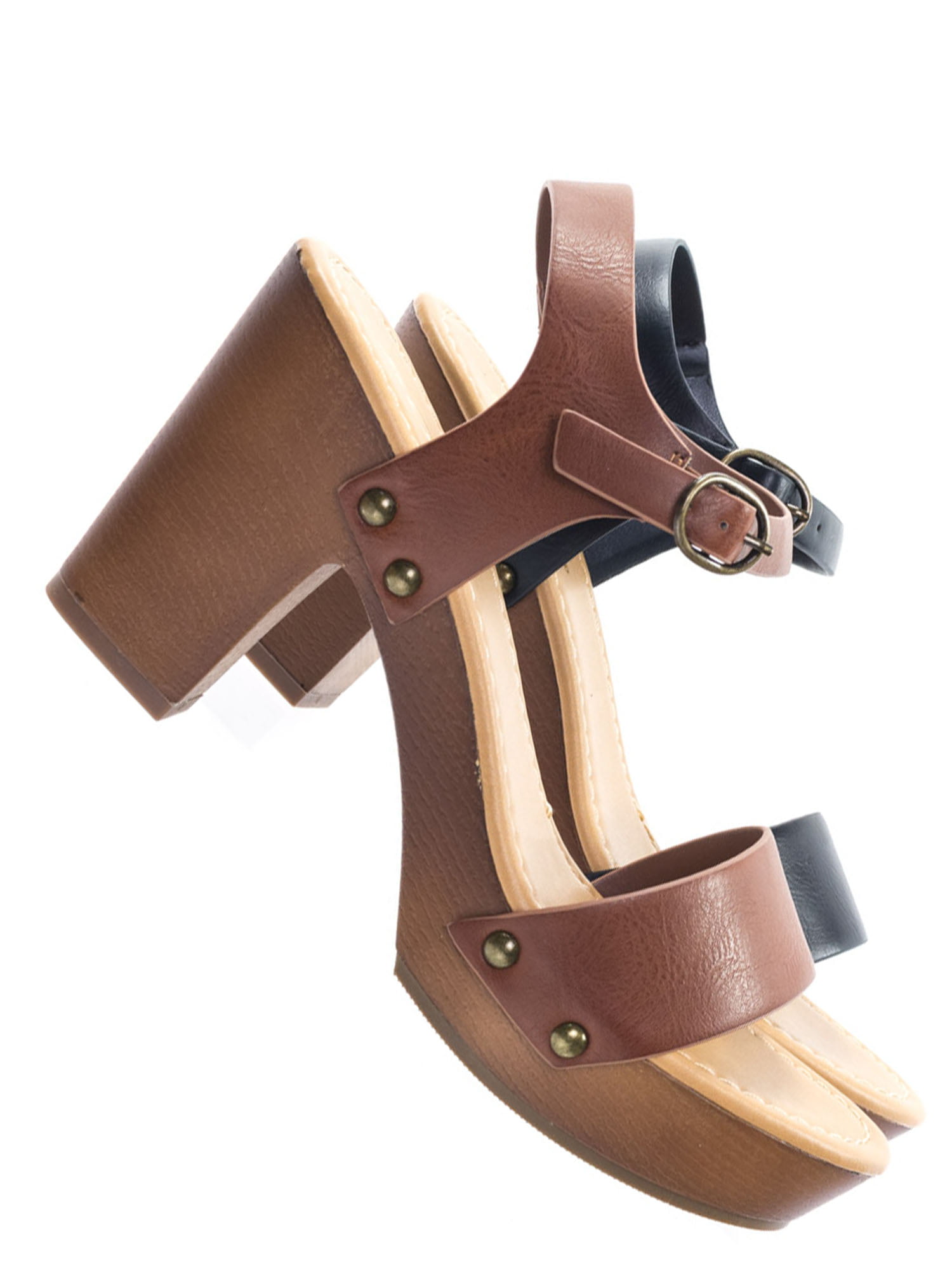 wood block heel sandals