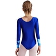thumbnail image 2 of Hansber Rhythmic Gymnastics Leotards for Girls Long Sleeve Rhinestones Printed Figure Ice Skating Bodysuit Royal blue 12, 2 of 7