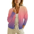 thumbnail image 6 of WTOBBY Women's Ombre Print Cardigan - Open Front Long Sleeve Loose Casual Top for Women, Lightweight Spring Fall Fashion Cover Up,Pink XL, 6 of 6