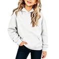 thumbnail image 2 of YHAJDS Girls Drawstring Hoodie Winter Long Sleeve Solid Color Casual Sweathirt Top, 2 of 7