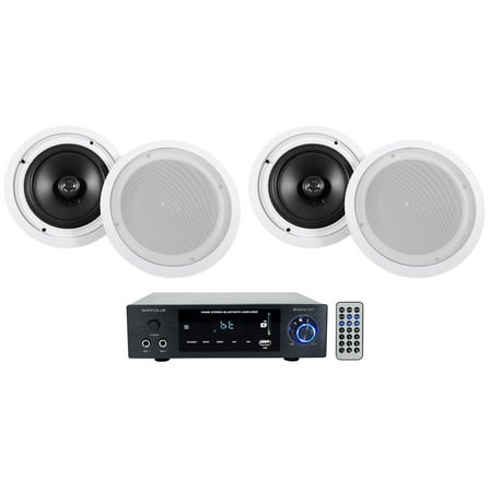Rockville BLUAMP 150 Home Stereo Bluetooth Receiver (4) 8" Ceiling Speakers