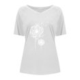thumbnail image 4 of ICHUANYI Clearance Fashion Woman Causal V-Neck Printing Blouse Short Sleeve T-Shirt Summer Tops(White, L) ICHUANYI WER2023081112624, 4 of 6