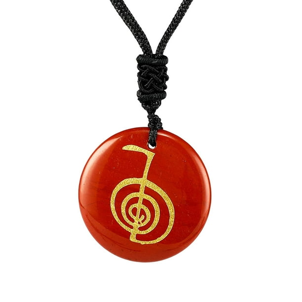 Colgante Cho KU Rei Reiki con adorno de cuerda para hombre y mujer, pulsera y pendiente. Burdeos