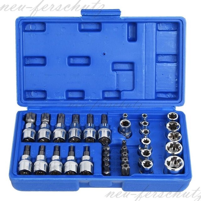 Juego de 34 llaves de tubo con tuercas Torx, punta exterior e interior, S2, E4-E20, T10-T60