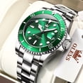 thumbnail image 3 of OLEVS Watches for Men Classic with Date Business Dress Luxury Big Face Green/Black/Blue Waterproof Luminous Mens Wrist Watch Analog Two Tone Stainless Steel Men Watch, 3 of 12