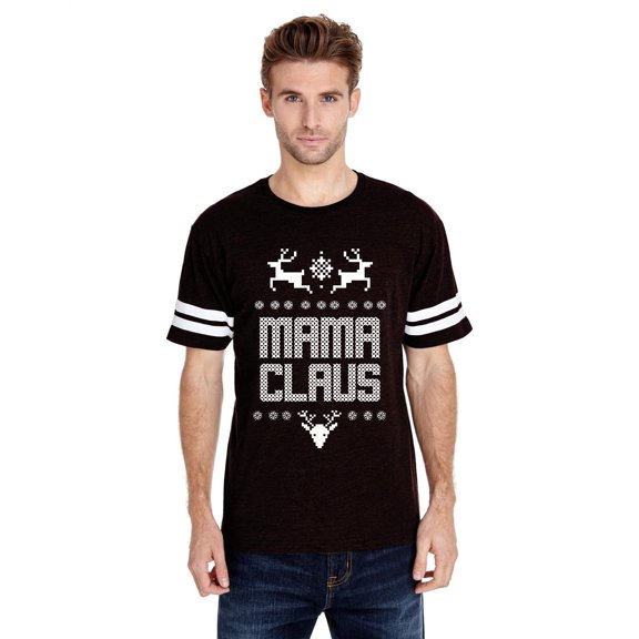 MmF - Mens Football Fine Jersey T-shirts - Christmas Mama Claus Deers