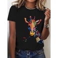 thumbnail image 1 of Colorful Giraffe Print, Short Sleeve Crew Neck T-shirt, Casual Top for Spring & Summer, Women's Clothing Tee Tee For Adult, Men, Women, Teen, Teenager, Adolescent, Youth, 1 of 4