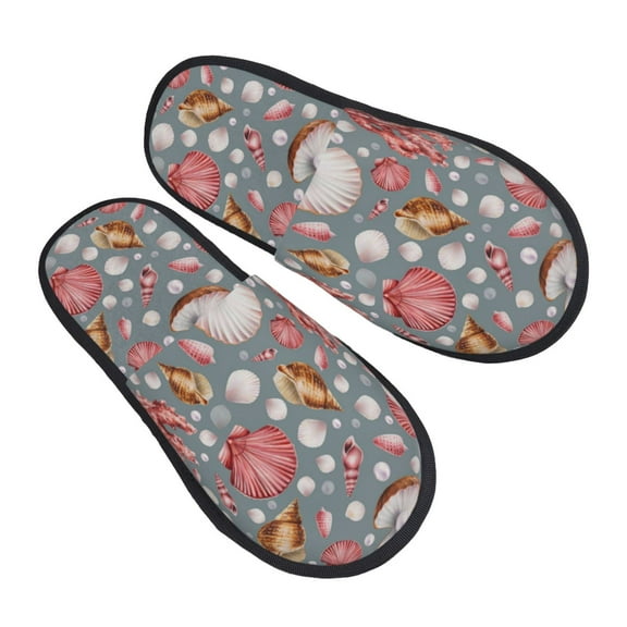 House Slippers for Women Men - Hot Pink Scalloped Coral Lightweight House Shoes Fuzzy Slippers, Soft Slip-On Cozy House Slippers for Woman Indoor Outdoor