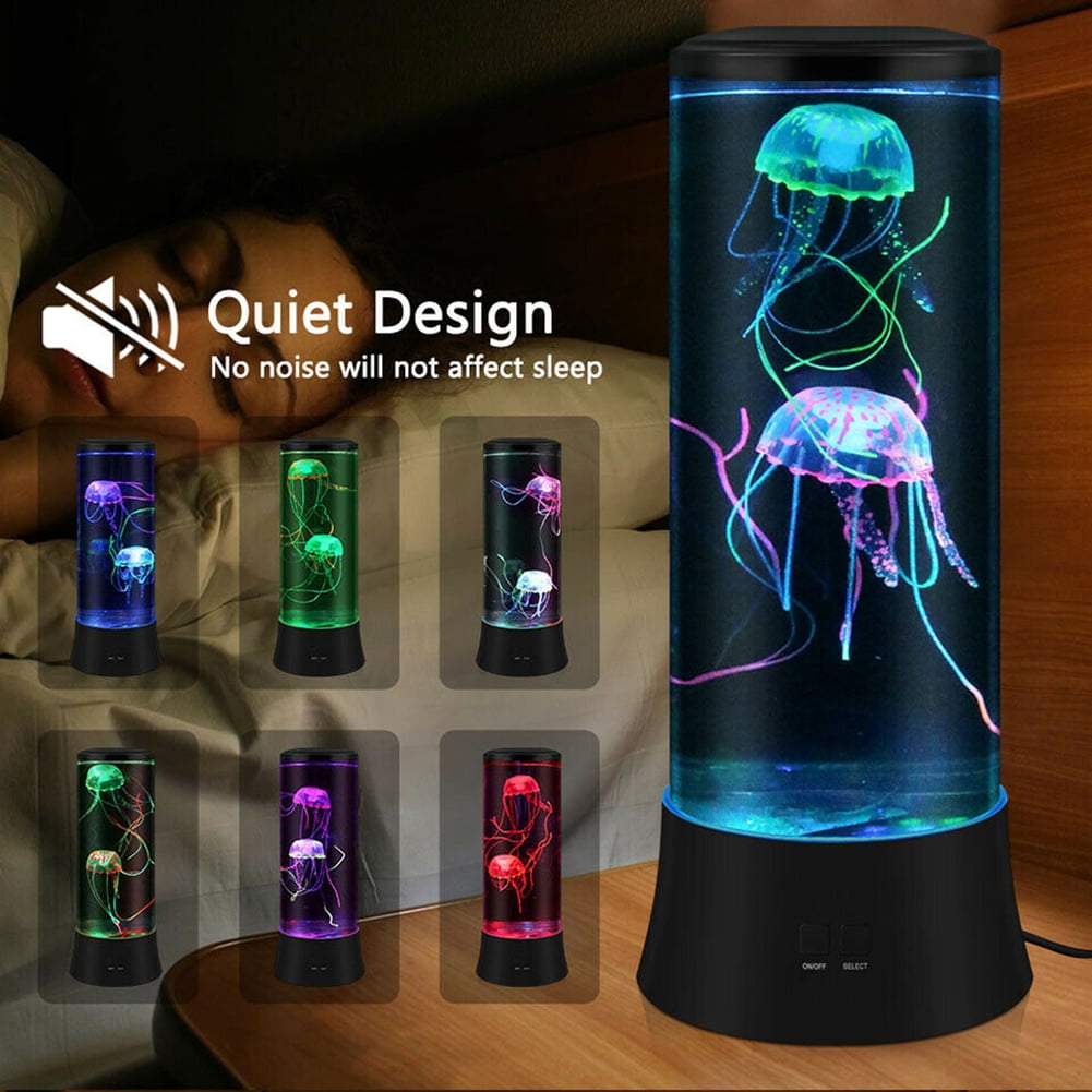 EDIER 15" Jellyfish Lamp, LED Fantasy Jelly Fish Light, 7 Color Setting Jellyfish Tank Table Lamp