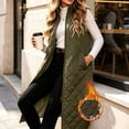 thumbnail image 2 of Sevevn Womens Long Puffer Vest Fall Zip up Quilted Down Jacket Winter Warm Sleeveless Coat with Pockets Green XXXL, 2 of 8