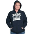 thumbnail image 3 of Sprawl and Brawl Muay Thai Fight Unisex Fleece Graphic Zip Up Hoodie Brisco Brands 2X, 3 of 5