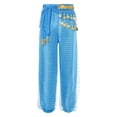 thumbnail image 2 of Kaerm Kids Girls Belly Dance Harem Pants Tribal Arabic Trousers Yoga Pilates Hippie Dance Bottoms Sky Blue M, 2 of 7