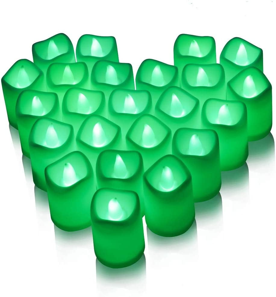 Green LED Candles, Green LED Tea Lights, Flameless Candles with