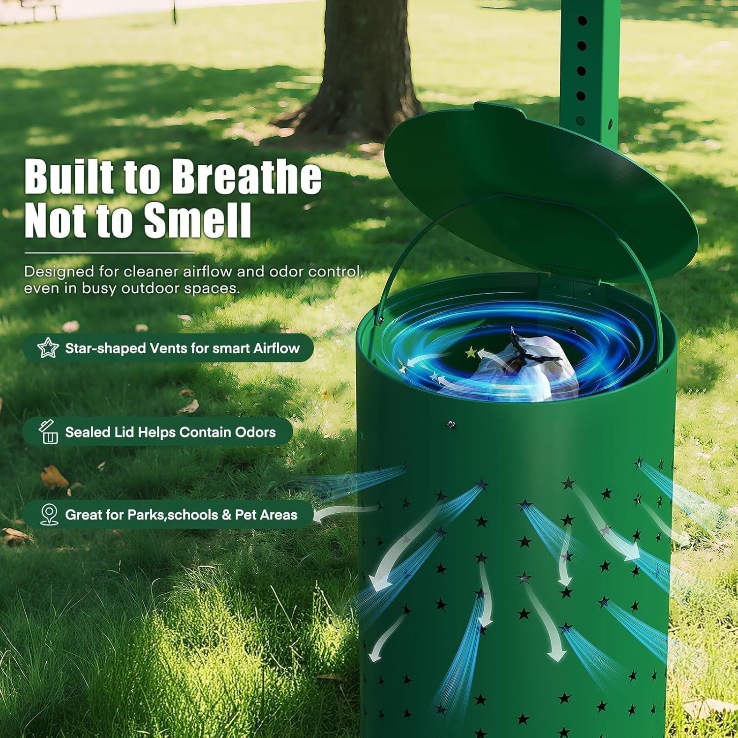 Metateel Dog Waste Station - Dog Poop Trash Can Outside with 10-Gallon Capacity, Poop Bag Dispenser, and Convenient Lid, Pet Waste Station for Easy Clean-Up in Parks, Yards, and Public Spaces
