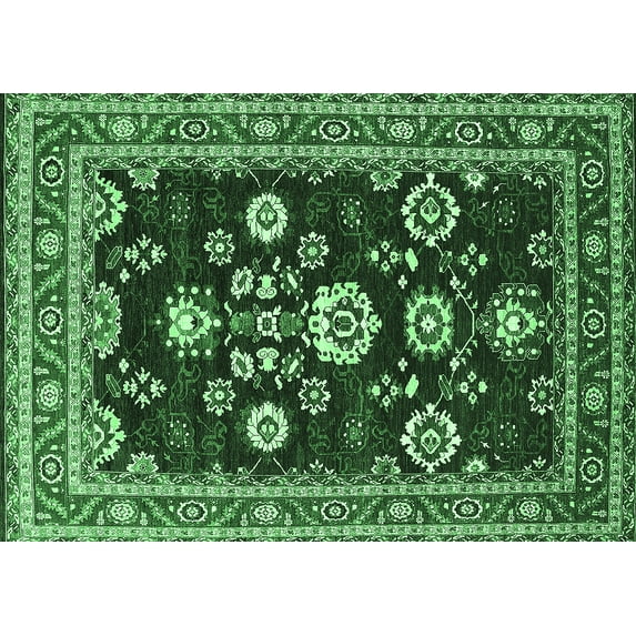 Ahgly Company Indoor Rectangle Oriental Emerald Green Industrial Area Rugs, 2' x 3'