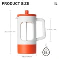 thumbnail image 2 of French Press Coffee Maker 34 oz/ 4 Cup Coffee Tea Press with Heat-resistant Borosilicate Glass 4-Level Filtration Systems Cold Brew Coffee Maker for Camping Travel Gifts White and Orange, 2 of 6