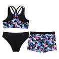 thumbnail image 4 of Alvivi Kids Girls 3 Pcs Gymnastics Dance Swimsuit Athletic Crop Top with Brief Shorts Tankini Set Rhombus 16, 4 of 7