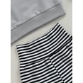 thumbnail image 6 of Bagilaanoe 2pcs Toddler Baby Boy Girl Long Pants Set Letter Print Long Sleeve Sweatshirt + Striped Leggings 6M 12M 18M 24M 3T Kids Casual Clothes, 6 of 8