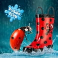 thumbnail image 3 of Puddle Play Waterproof Toddler and Little Kids Red Ladybug Rubber Rain Boots With Easy-On Handles - Size 8 Toddlers, 3 of 6