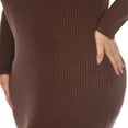 thumbnail image 5 of White Mark Women's Plus Size Long Sleeve Rib Midi Sweater Dress, 5 of 6