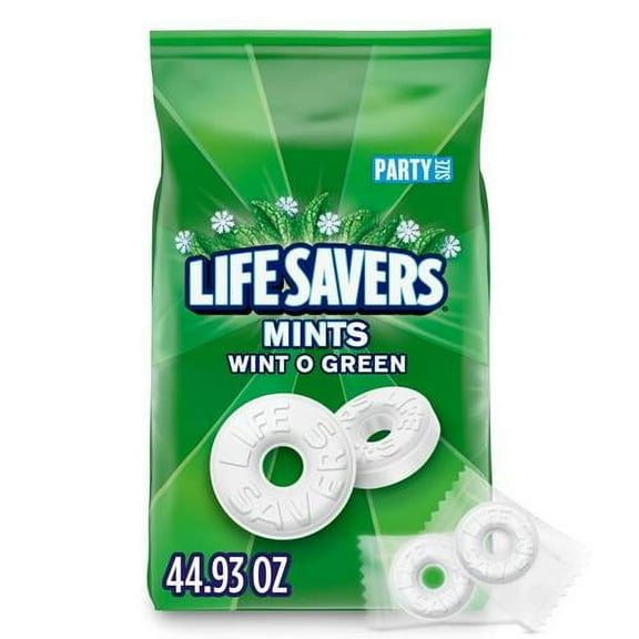 Life Savers Mints, Bulk Hard Candy Wint-O-Green Breath Mints, 44.93 Oz Party Size - Pack of 2