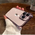 thumbnail image 3 of Transparent Clear Silicone Shockproof Case for iPhone 15 14 13 12 11 Pro Max Plus XS XR X Plating Anti impact Candy Color Cover blue for iPhone 12 Pro, 3 of 6
