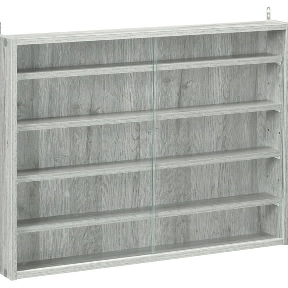 2-door Glass Display Case With 5 Adjustable Shelves, , Grey - Showcases Various Collectibles Cabinet Shelves Great For Showcasing And Medals