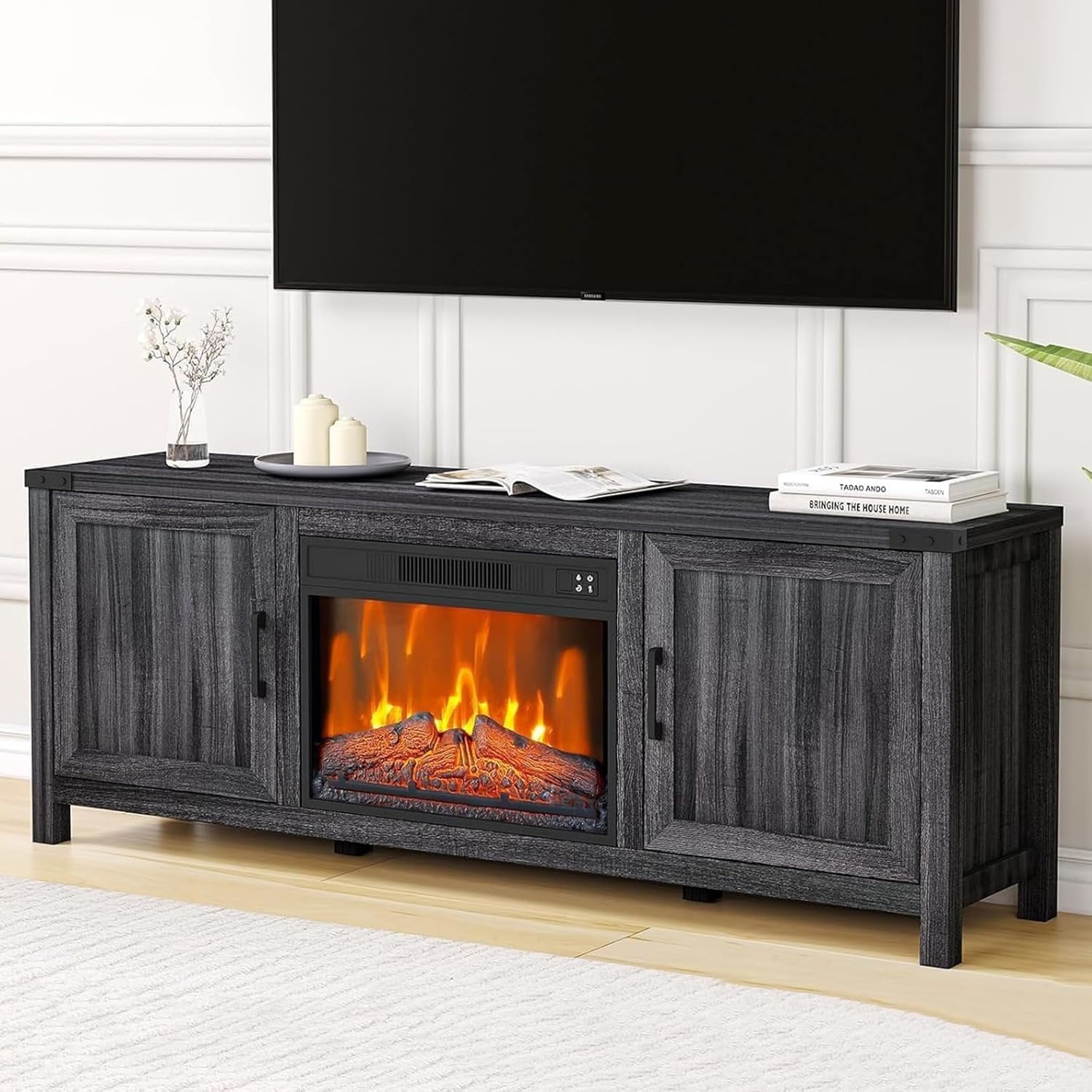 CHITOOMA 1400W Electric Fireplace TV Stand TV Console with