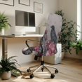 thumbnail image 3 of POLERO Elastic Cloth One Piece Office Rolling Chair Protector Slipcover for Home Study, Scratch Resistant Stretch High Back Chair Slipcover, Raven Rose Pattern, 3 of 7