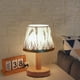 thumbnail image 5 of Lámpara de escritorio LED de madera maciza, lámpara de escritorio de tela estable, lámpara de lectura para estudio, adecuada para decoración del hogar, lino liso, luz de noche cálida, iluminación inte, 5 of 7