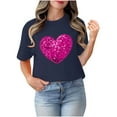 thumbnail image 4 of Rciityk Navy Women's Valentines Day T-Shirts Summer Casual Loose Short Sleeve Crew Neck T-Shirt Tops Cute Love Heart Printed Tee Shirt, 4 of 4