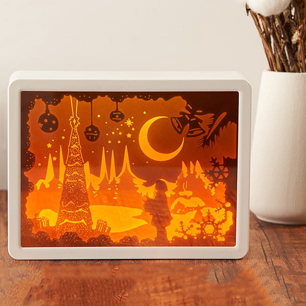 Lámpara De Talla De Papel Luz de talla de papel de espejo 3D (niña rezando)