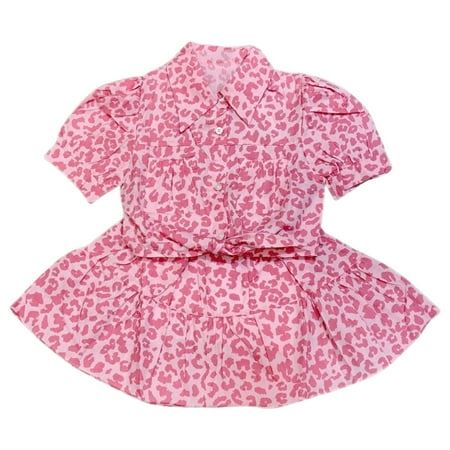 

ZRBYWB Toddler Baby Girl Outfits&Set Pink Leopard Print Summer Outdoor Casual Fashionable Suit Summer Clothes
