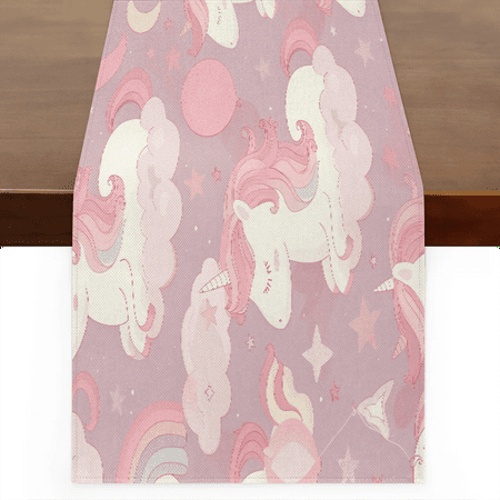

Qzaxky Table Runner Boho Table Runner Cartoon Unicorn Bohemian Boho Outdoor Table Runner Decoration for Indoor Outdoor Home Dinner Party Wedding Decor 13 x 48 Inch