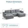 thumbnail image 3 of LINSY HOME Oversized 109" Boneless Sectional Couches for Living Room, U-Shaped Cloud Couch Sofa with Corduroy Fabric, 3 Seat Foam Sofa with 2 Ottomans, No Assembly Required, Grey, 3 of 9