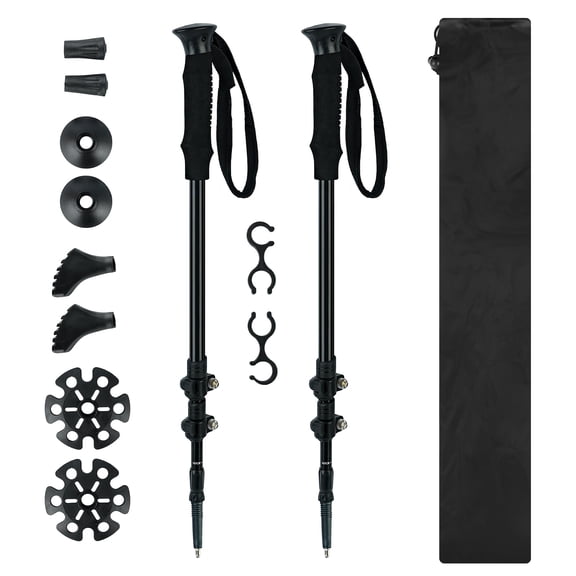Tesleader Collapsible Trekking Poles for Hiking 2 Pack, Adjustable Aluminum Walking Sticks for Women, Men
