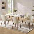 thumbnail image 2 of Dining Chairs Set of 6 Velvet Upholstered Side Chairs Solid Wood Legs Home Kitchen Ivory, 2 of 7