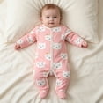 thumbnail image 4 of enyan Baby Outfits Boy Girl Newborn Footies Cotton Footed Long Sleeve Jumpsuit with Mitten Cuffs Toddler Boy Girl Clothes（Pink,9-12 Months）, 4 of 5