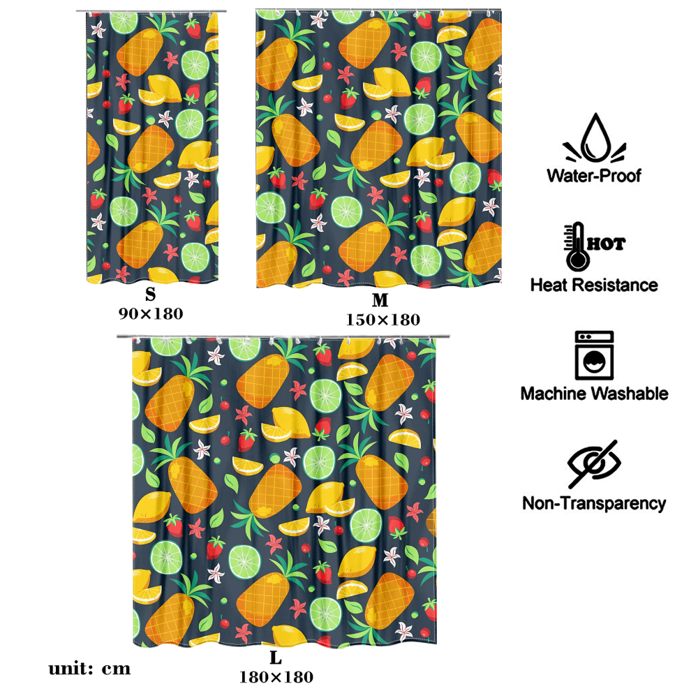 Personalized Fruit Floral Shower Bath Curtain Machine Washable Shower