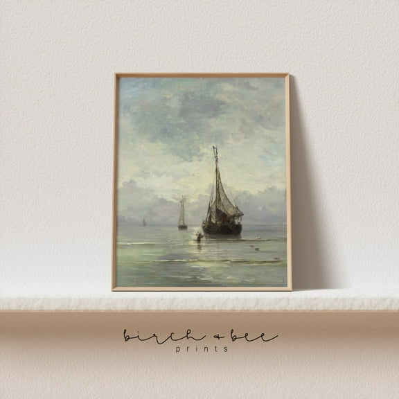 Kna Prints - 1 Pc Poster Vintage Ship Painting Nautical Wall Decor Antique Coastal Art Print #111, UNFRAMED-8x12