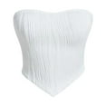 thumbnail image 3 of Female V Neck Tank Tops for Women Pack White Tank Top Woman with Built in Bra Plus Size Ladies' Fashionable and Casual Temperament Splicing Strip Tapered Swing Strapless Vest Tank Top Suspender M, 3 of 3