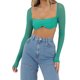 thumbnail image 1 of VISgogo Mujeres Casual Crop Tops, Color Sólido Manga Larga Malla Patchwork Slim-Fit Backless Tops VISgogo moda, 1 of 5
