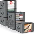 thumbnail image 1 of Bonbell - Bolsa de Almacenamiento de Ropa de Gran Capacidad 6PCS,Cajas Almacenaje Ropa con Asa Reforzada,Tela Actualizada y Ventana Visible,Bolsa para Guardar Edredones,Cajas organizadores para closet, 1 of 8