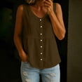 thumbnail image 3 of TGSLY Women's Linen V Neck Tank Tops Lightweight Soft Full Button Down Front Solid Color Sleeveless Shirts Casual Loose Fit Empire Waist Vest L, 3 of 7