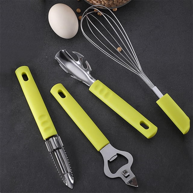 Oleegame 1PC Kitchen Utensils Set Household Kitchen Gadgets 4 Set Stainless Steel Egg Beater Paring Lifting Dish Fish Scale S Yellow