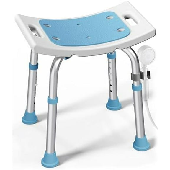 Shower Chair for Inside Shower, 400 lbs Adjustable Shower Stool with Suction Feet, Shower Seat for Inside Tub Bathroom Bench Bath Chair for Elderly and Disabled - Light Blue