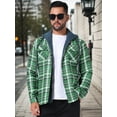 thumbnail image 4 of DARING DIVA Shirt Jacket Drawstring Hooded Plaid Shacket M Dark Green, 4 of 7