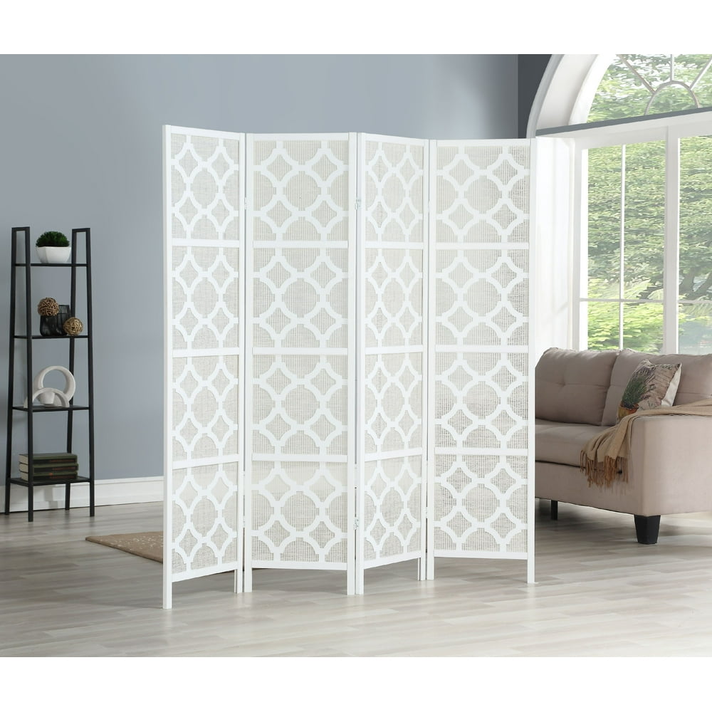 Roundhill Quarterfoil Infused Diamond Design 4Panel Room Divider, 70