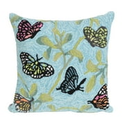 Liora Manne Frontporch Butterfiles On Tree Green Pillow 18"x18"