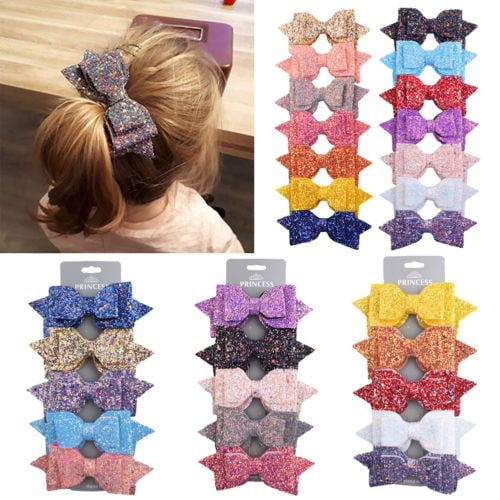 Wholesale Baby Kid Girl Large Hair Bows Sequin Alligator Clips Headwear 13Colors 